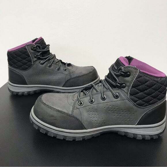 Skechers Womens McColl Composite Toe Waterproof Work Boots Gray Black Purple 8 - Picture 11 of 16